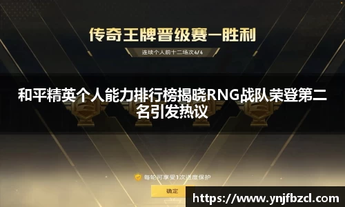 和平精英个人能力排行榜揭晓RNG战队荣登第二名引发热议